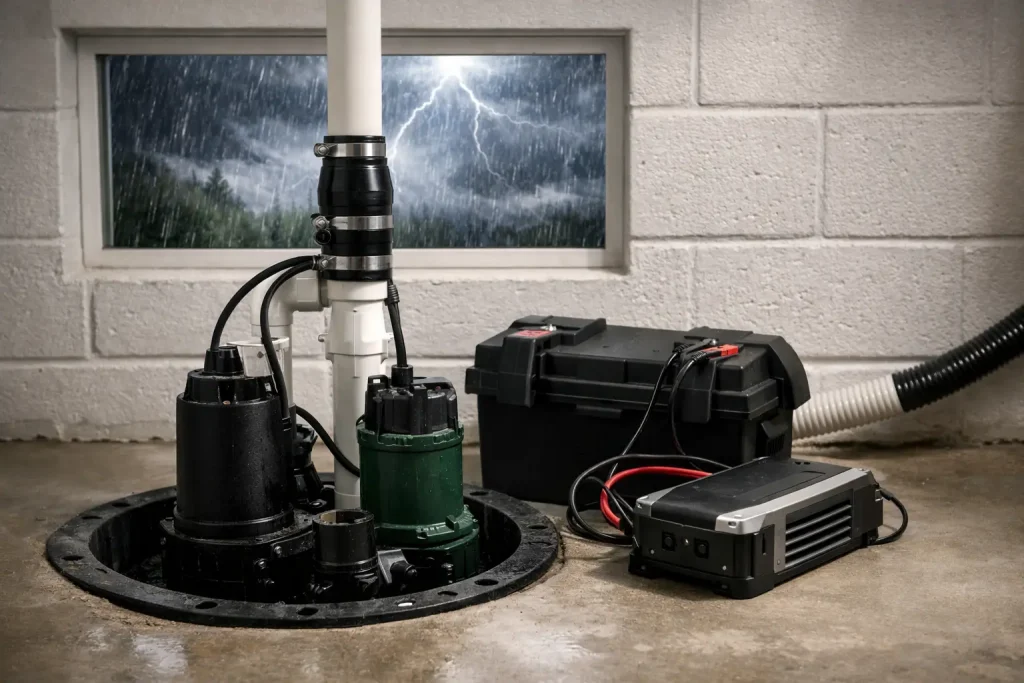 Sump Pump Backup Installation for Stormy Weather